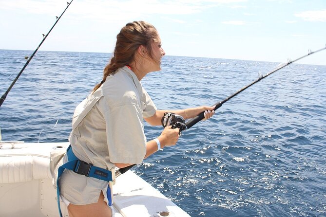 8 Hours Private Sport Fishing Charter Trip in Cabo San Lucas - The 68-foot yacht and fishing setup