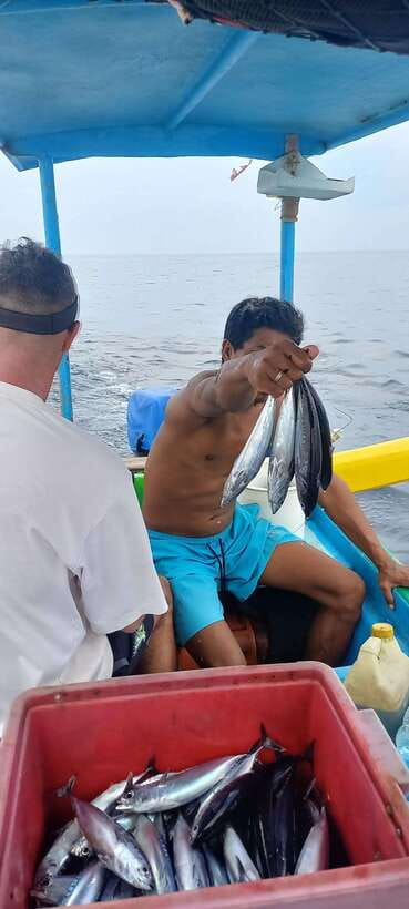 Bali: Private Fishing Trip with Lunch - On the outrigger boat in the Indian Ocean