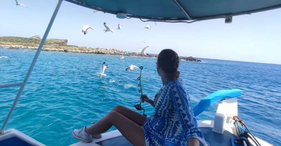 Crete: Fishing & Swimming Boat Cruise with Lunch & Drinks - Learning to fish with a local guide