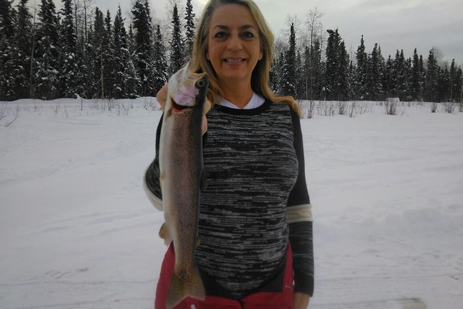 Fairbanks Ice Fishing Expedition in a Heated Cabin with Fish Cookout - Inside the heated fishing cabin