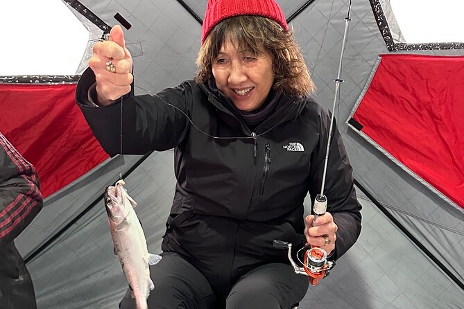 Ice Fishing in Fairbanks - The best part: fish cooked beside the lake
