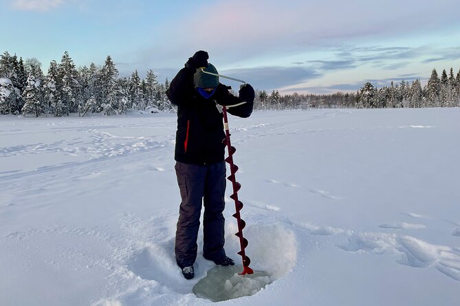 Levi: Small group ice fishing experience - Setting up live bait for perch