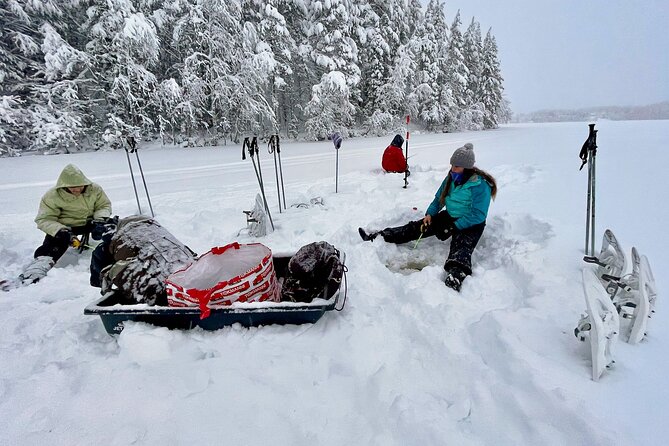 Levi: Small group ice fishing experience - Drilling through the ice yourself