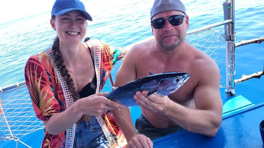Rhodes: Fishing Trip, Snorkelling, BBQ, & Professional Guide - What the boat offers beyond the fishing gear