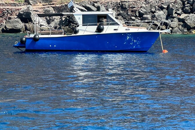 Santorini Fishing Private Cruise boat tour - BBQ, Snorkeling - Fishing Near the Santorini Volcano