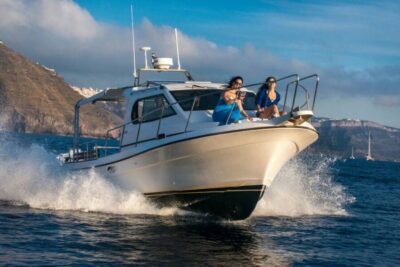 Santorini Private Cruise boat fishing tour – BBQ, Snorkeling