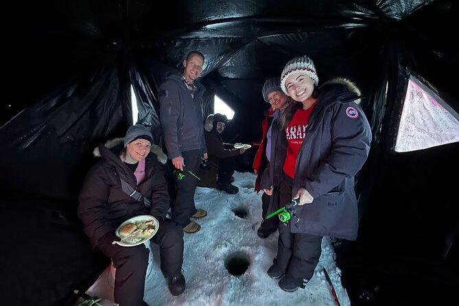 Ultimate Ice Fishing with Lunch - Lunch cooked on the ice